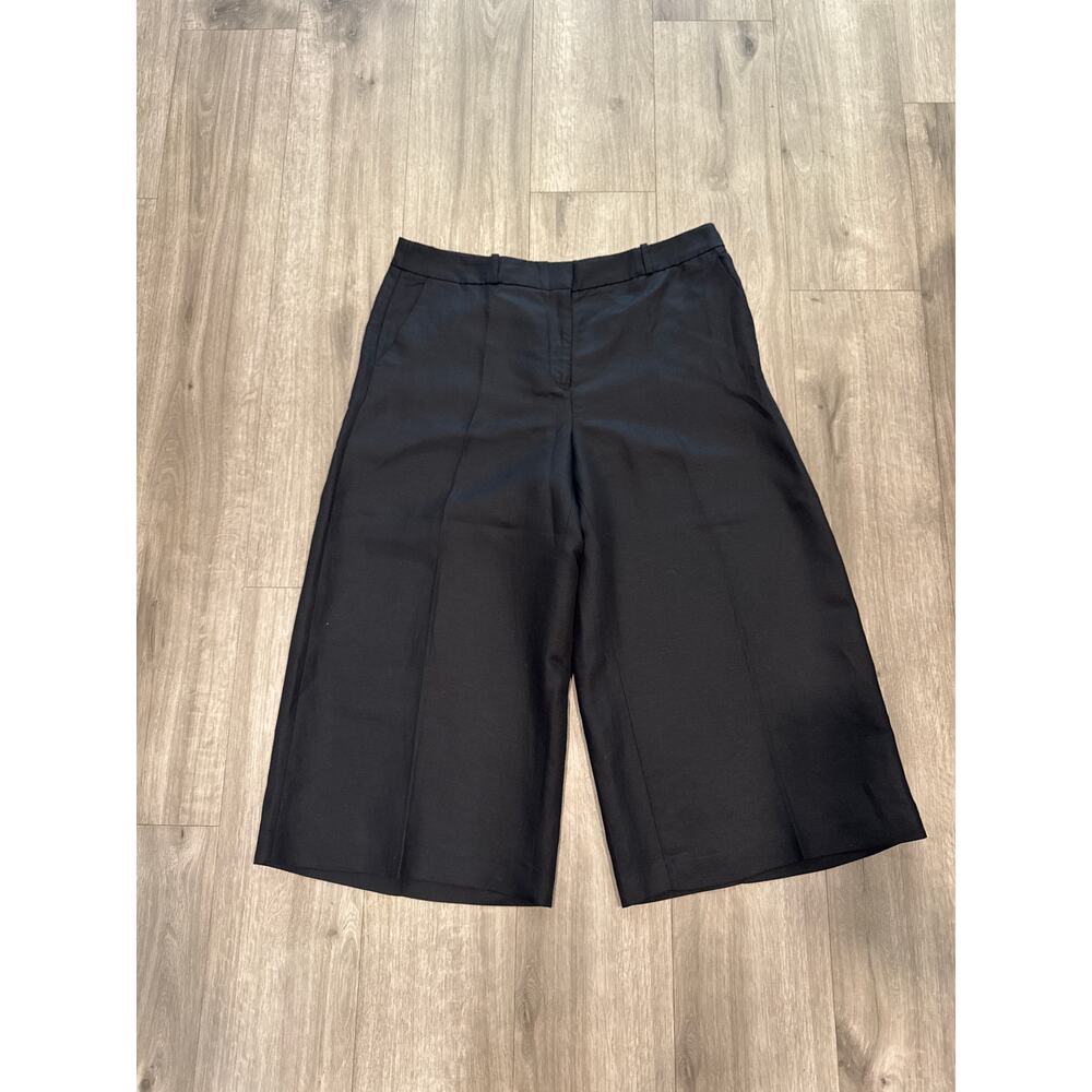 Ann Taylor Loft Linen/Lyocell Blend Black Cropped Wide Leg Pants Women's Size 14